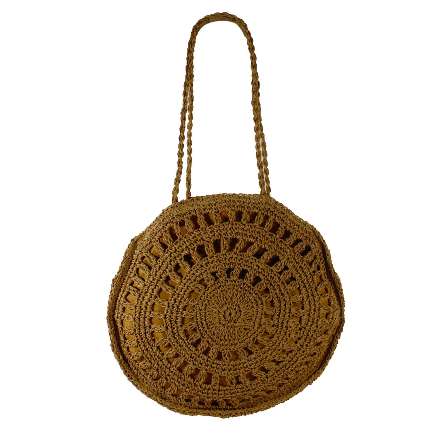 Cartera Paja Redonda 2 Manillas Tostado-0
