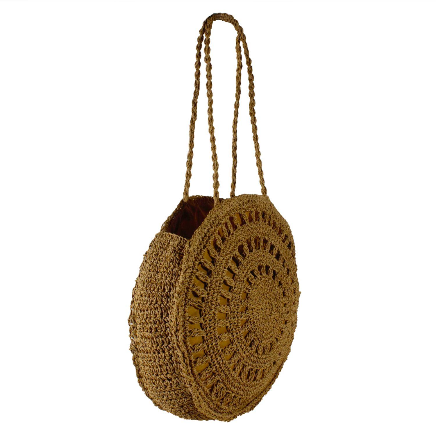Cartera Paja Redonda 2 Manillas Tostado-1