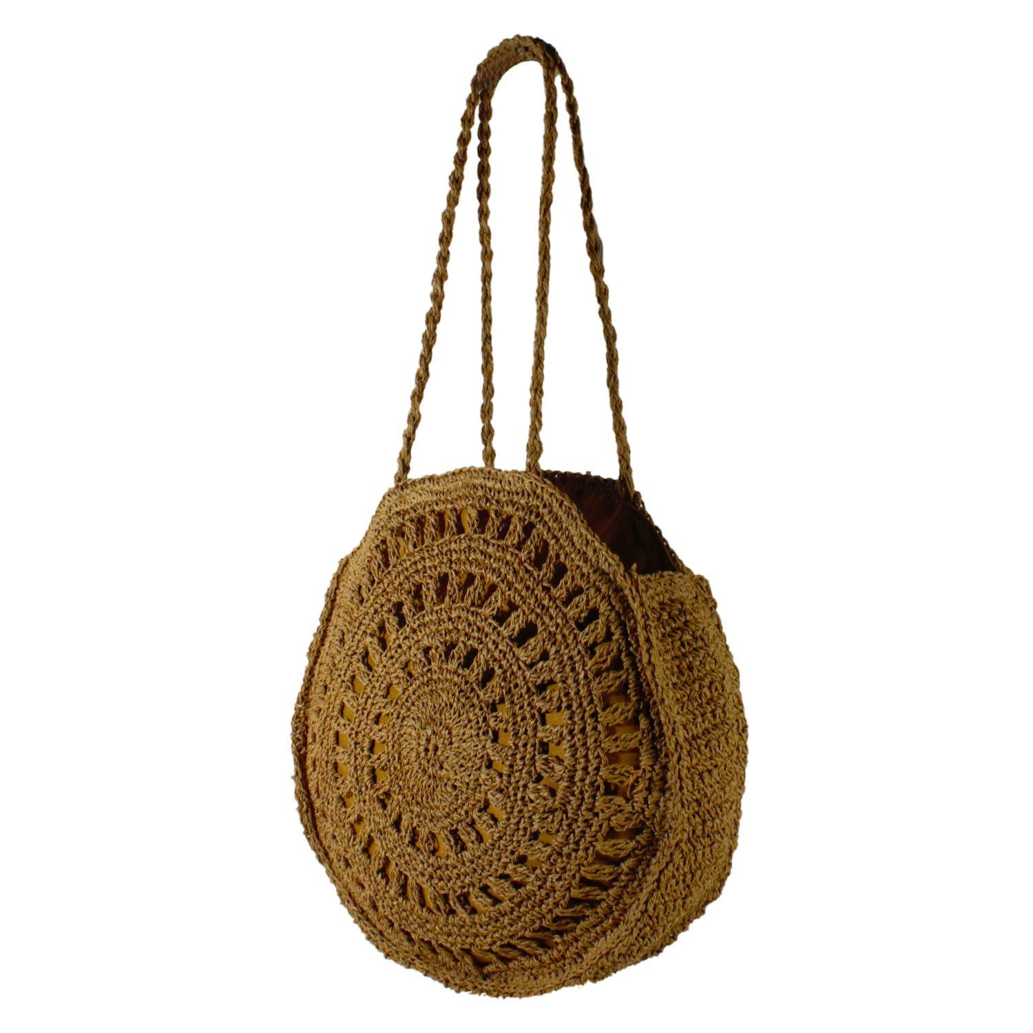 Cartera Paja Redonda 2 Manillas Tostado-2