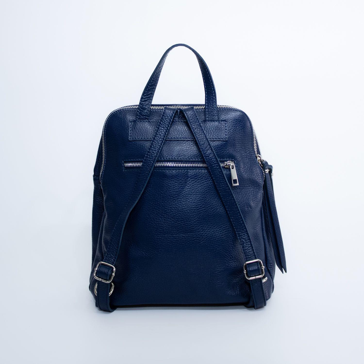 Mochila de cuero con detalles reno Azul-2