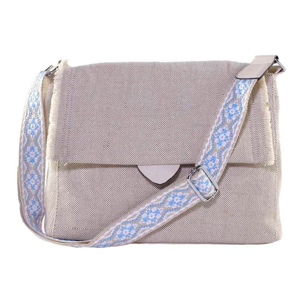 Cartera Lona Flecos Beige-0