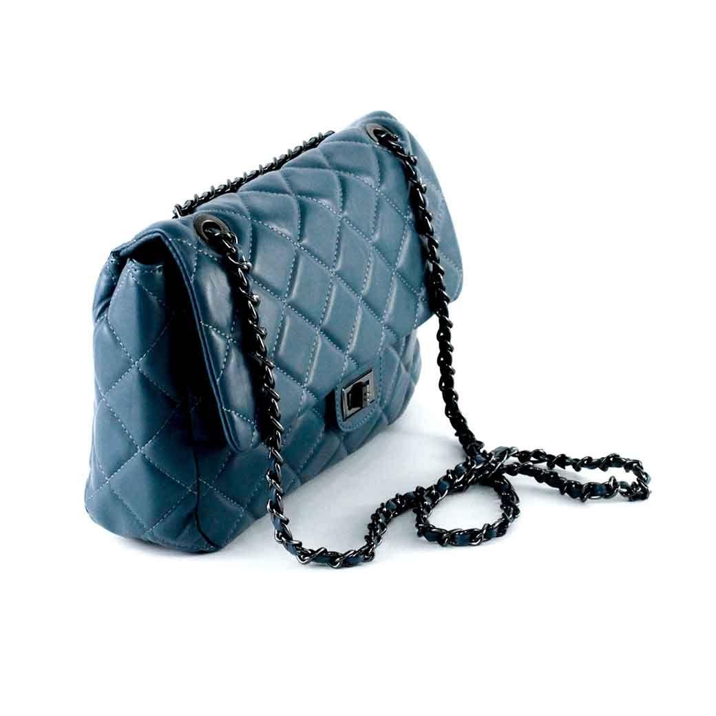 Cartera Ecocuero Acolchada 872 Mujer Celeste Mailea-1