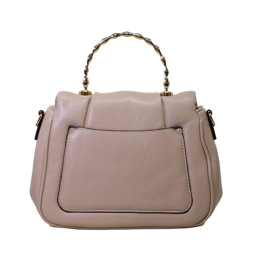 Cartera acolchada c/man. Metal Beige-2