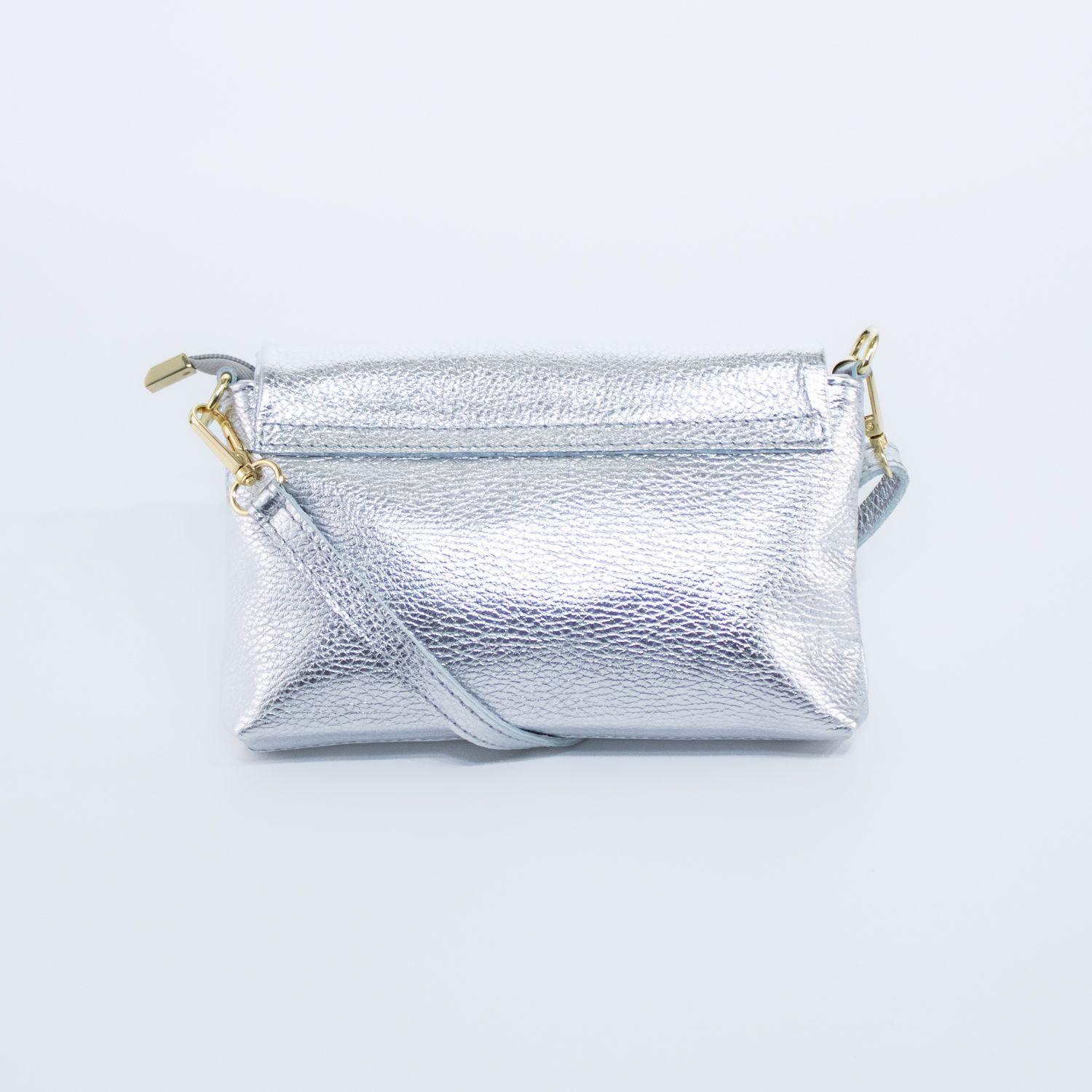 Bandolera Mailea cuero metalizado Plata-2