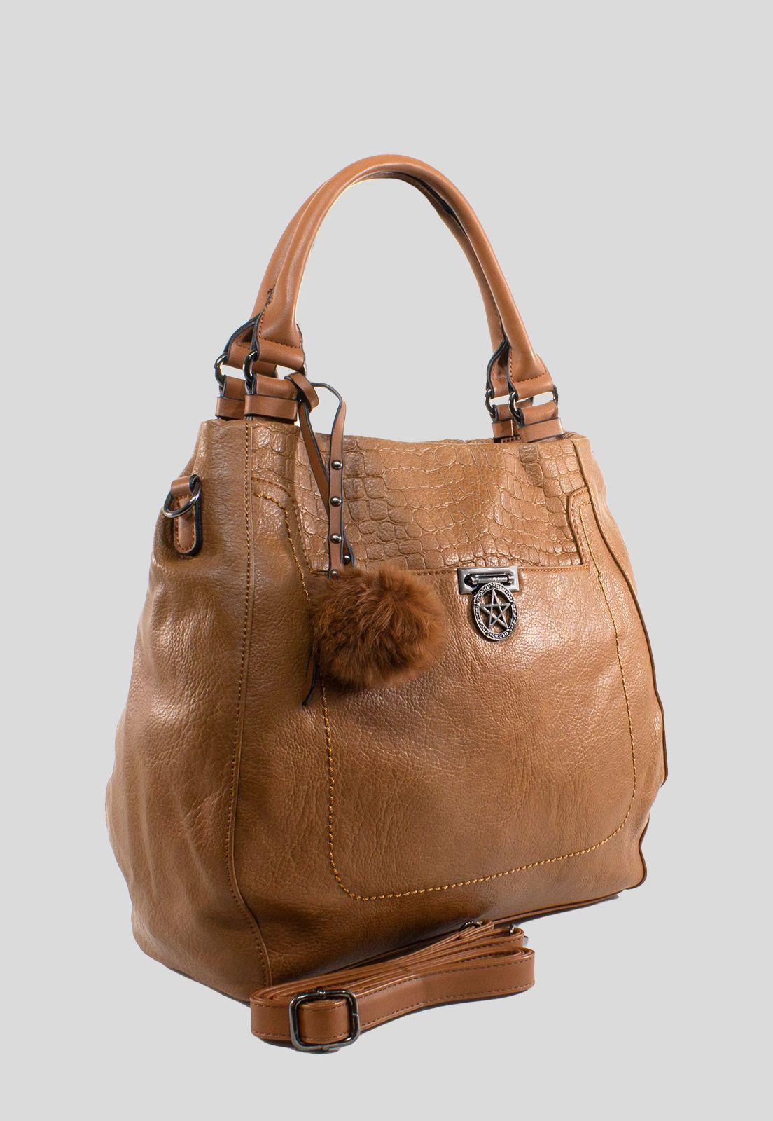 Cartera Lisa Y Coc Con Piel Café-1