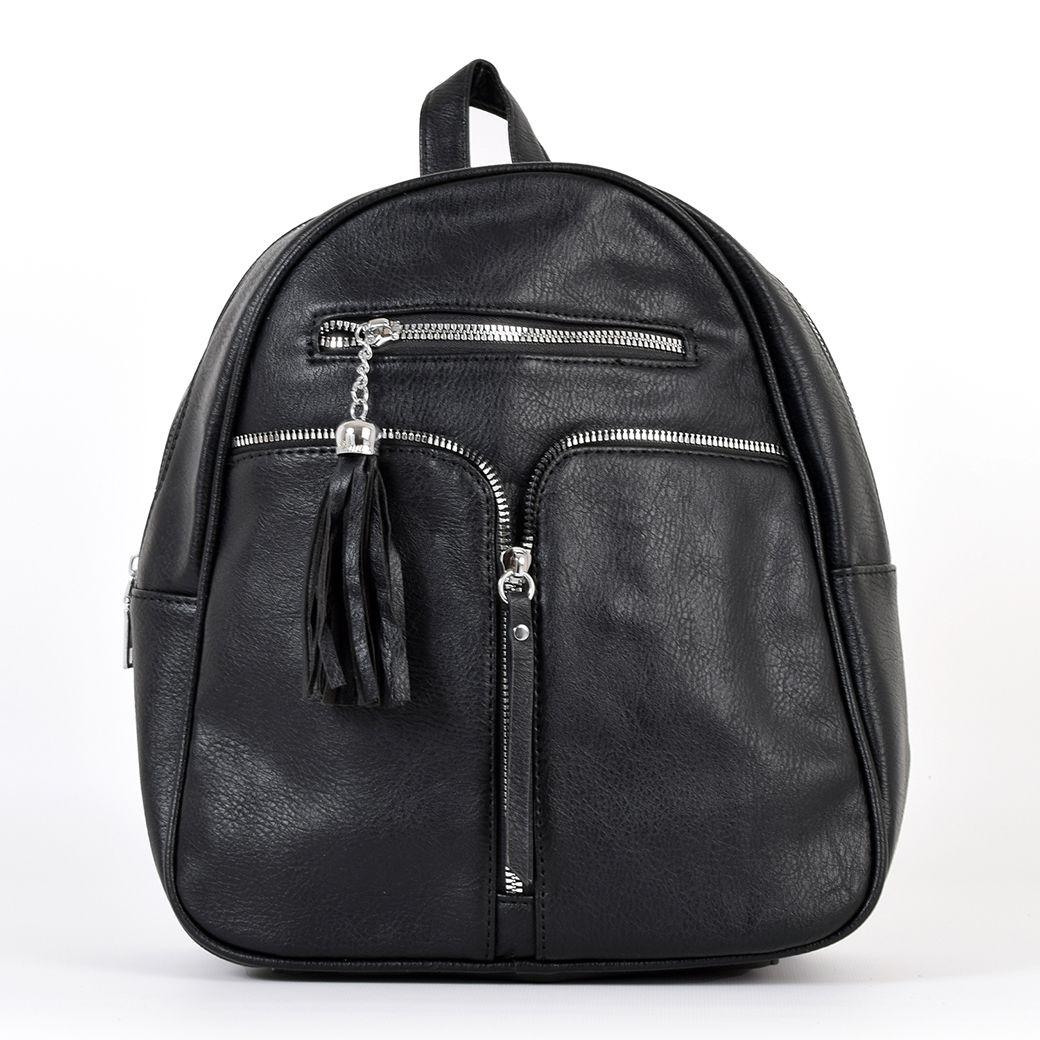 Mochila Con 2 Bolsillos C/ Cierres Negro-0