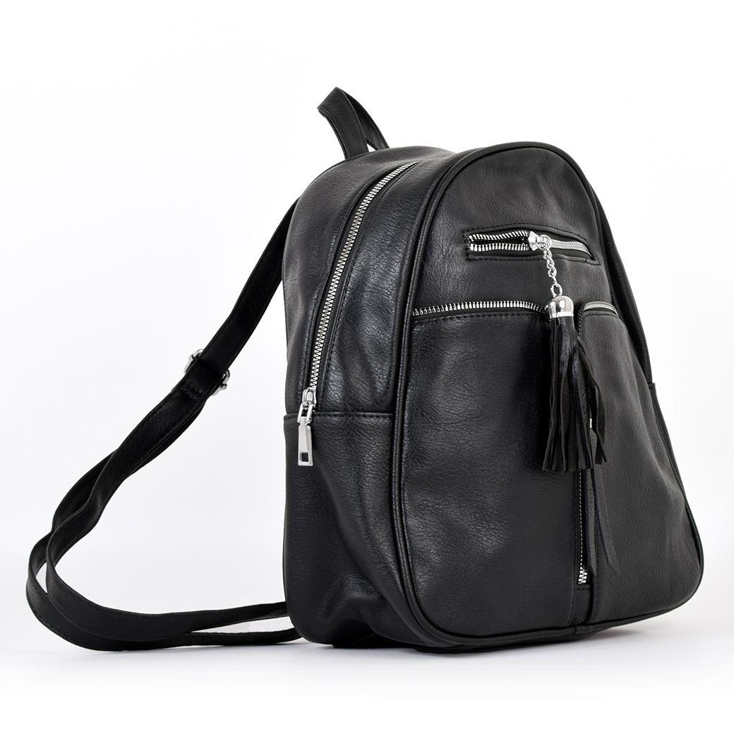 Mochila Con 2 Bolsillos C/ Cierres Negro-1