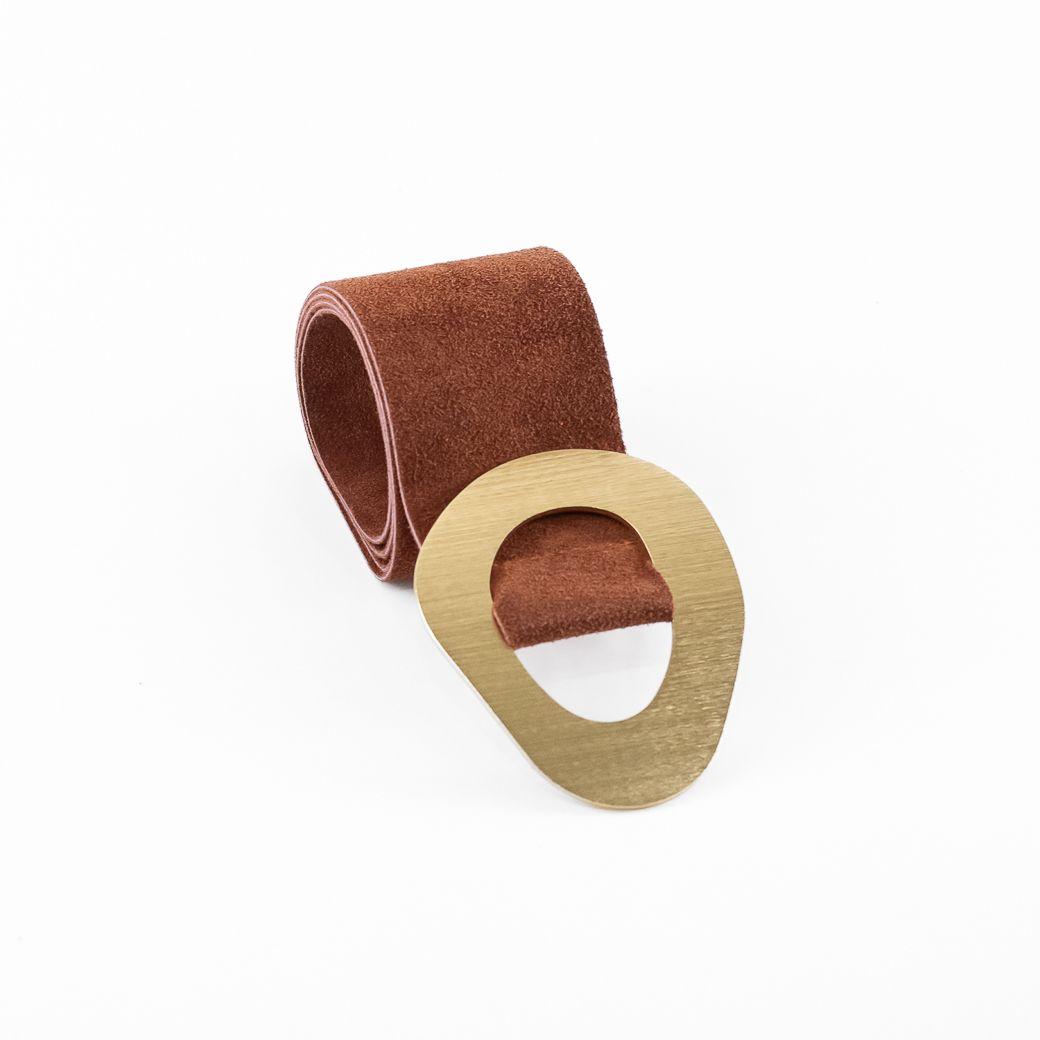 Cinturón Reno Faja Hebilla Metal Mujer Naranjo Mailea-2