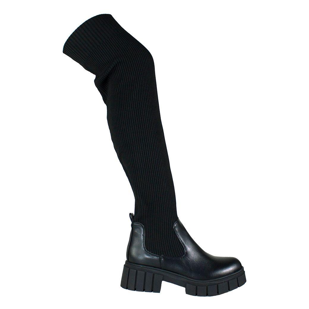 Bucanera Mujer Elastico Taco Cuadrado Negro-1