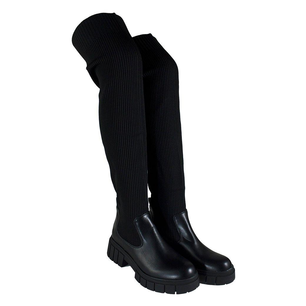 Bucanera Mujer Elastico Taco Cuadrado Negro-3