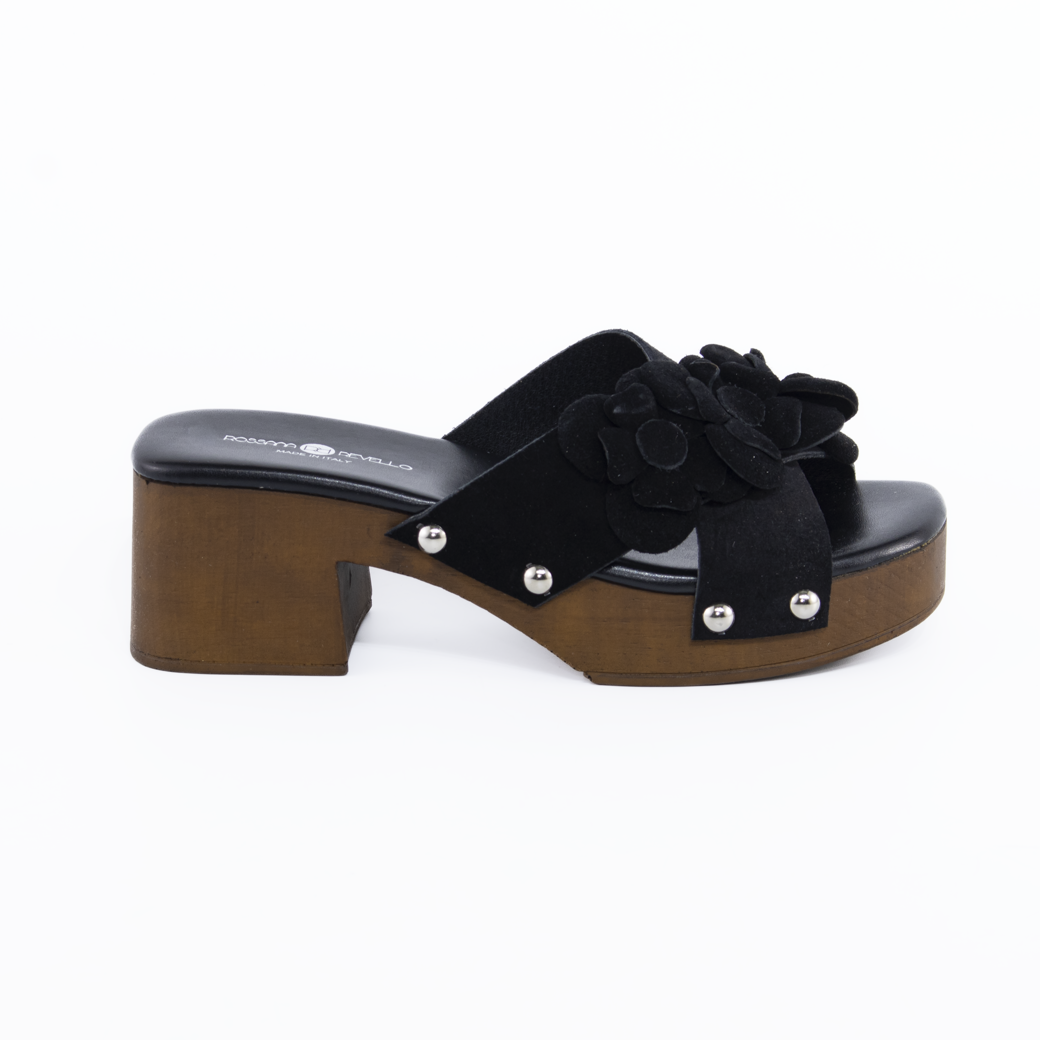 Zueco reno cruz c/ flores Negro-0
