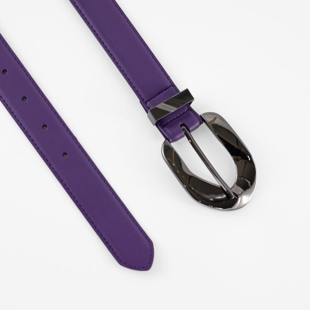 Cinturón Cuero Delgado Hebilla Metal Mujer Morado Mailea-2