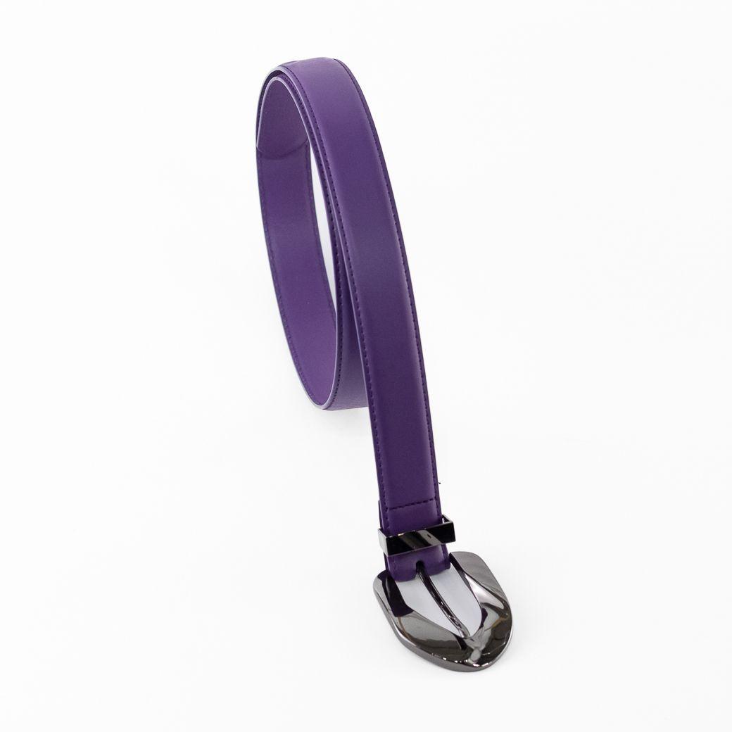 Cinturón Cuero Delgado Hebilla Metal Mujer Morado Mailea-3