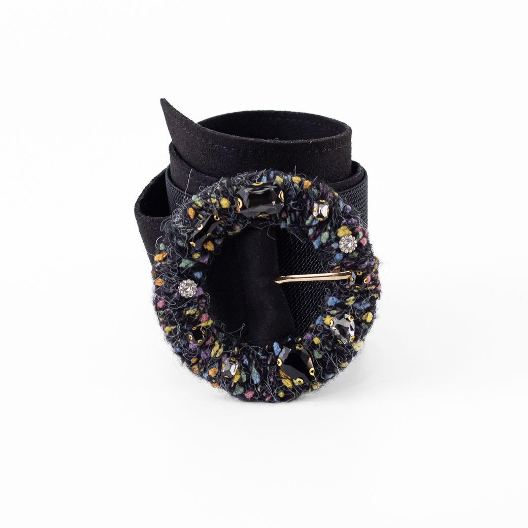 Cinturón Elastico Gamuza Hebilla Tela Mujer Negro Mailea-0