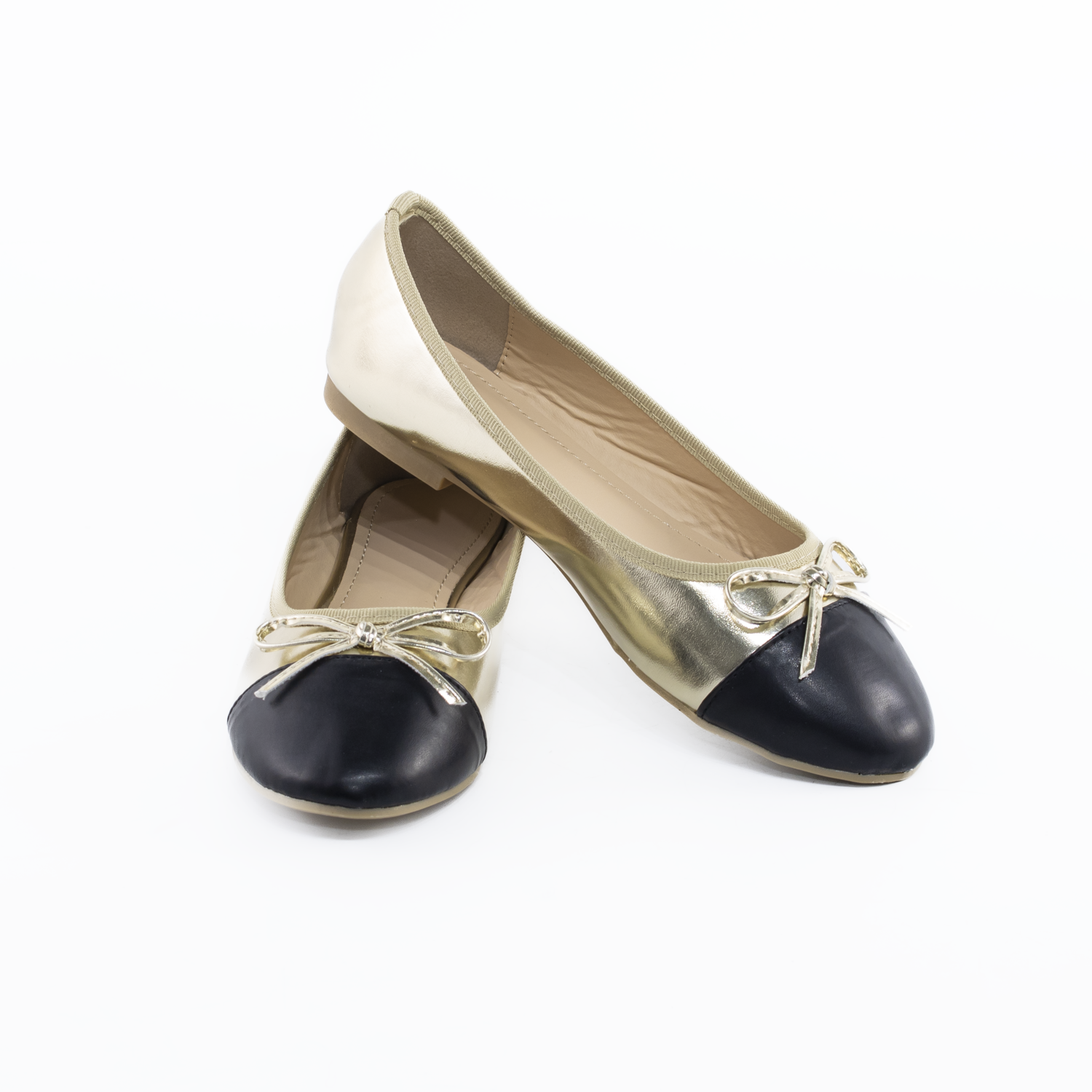 Zapato ballerina bicolor Oro-3