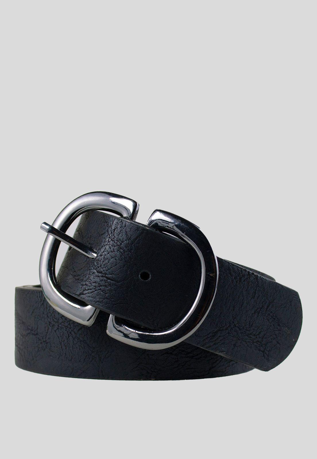 Cinturon Cuero Hebilla Doble Negro Mailea-0