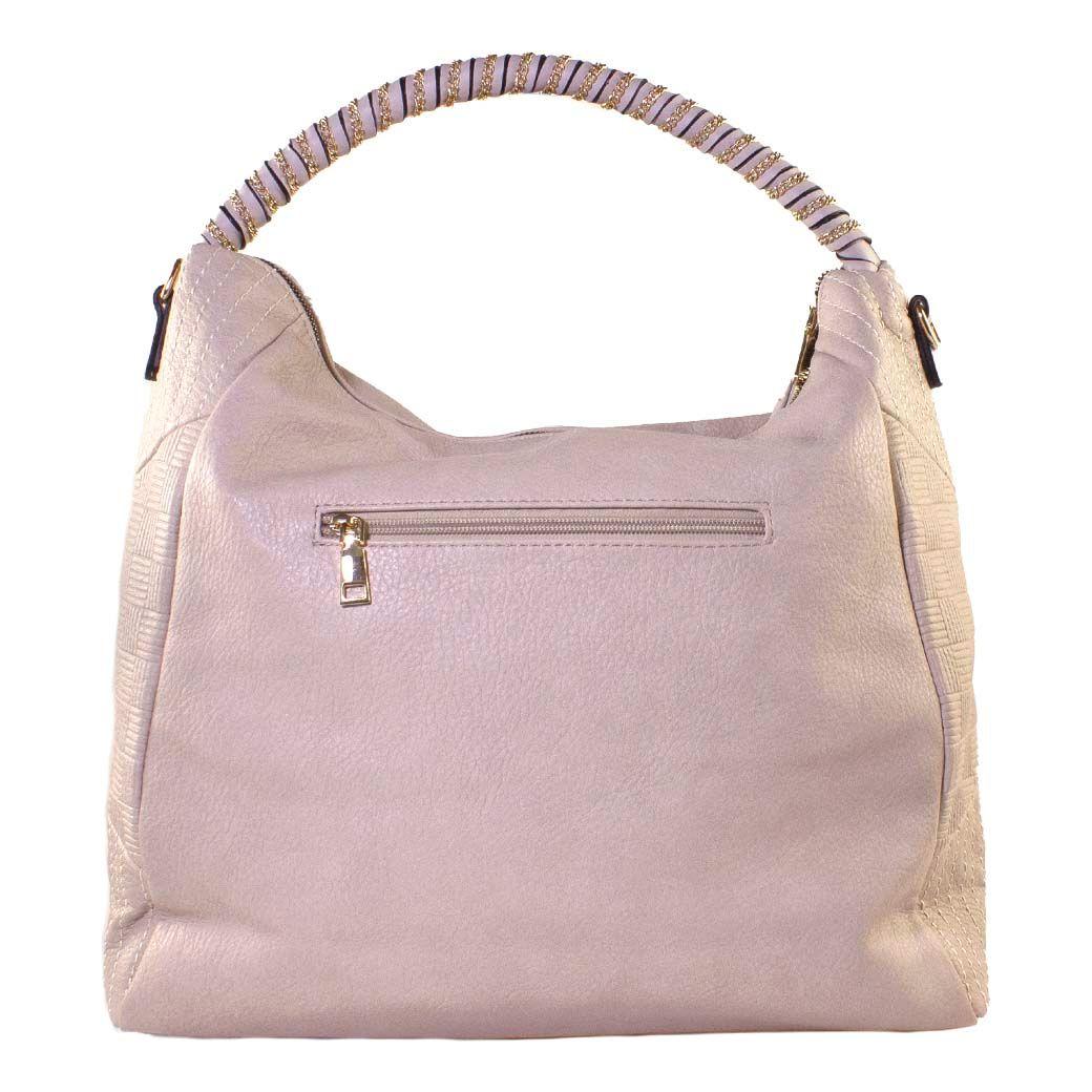 Cartera Con Manilla Cadena Beige-2