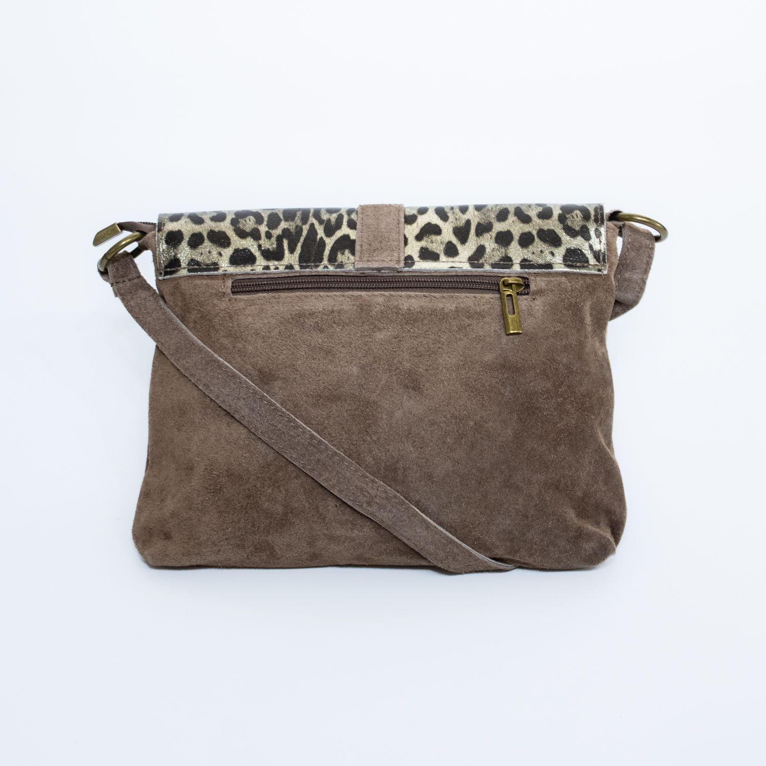 Bandolera Mailea reno con tapa leo Taupe-2