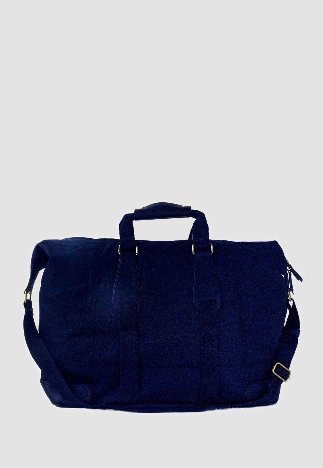 Bolso De Viaje Tela con Argollas En Manillas Azul-0