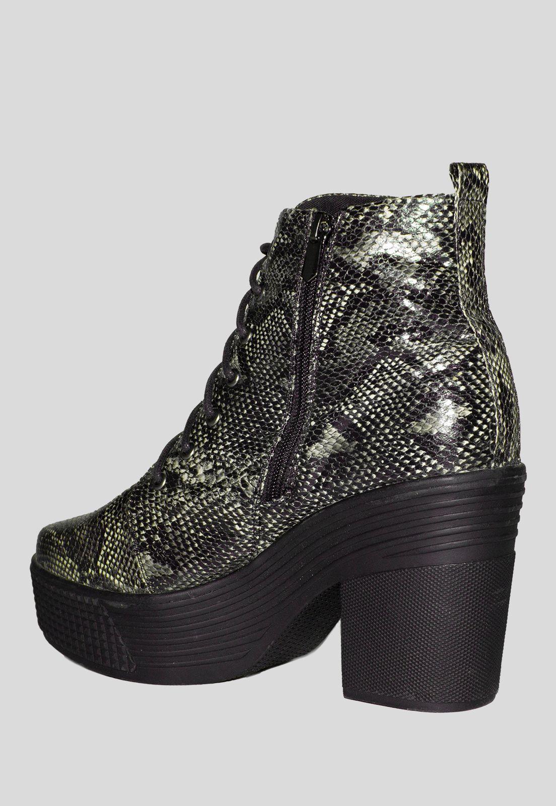 Botin Mujer Cordon Print Piton Negro-1