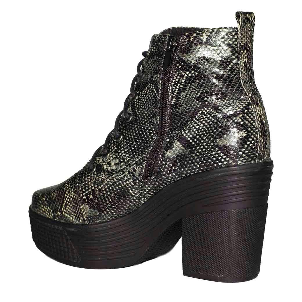 Botin Mujer Cordon Print Piton Negro-2