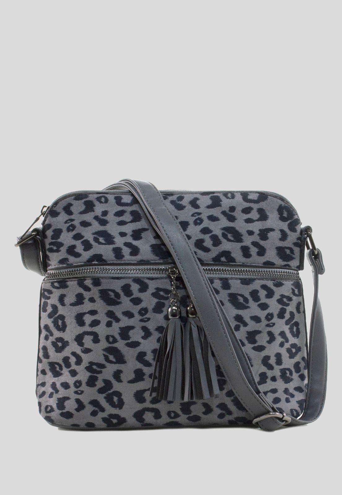 Bandolera Mediana Leo Gris-0