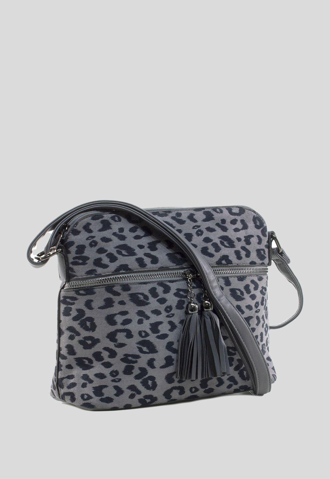 Bandolera Mediana Leo Gris-1