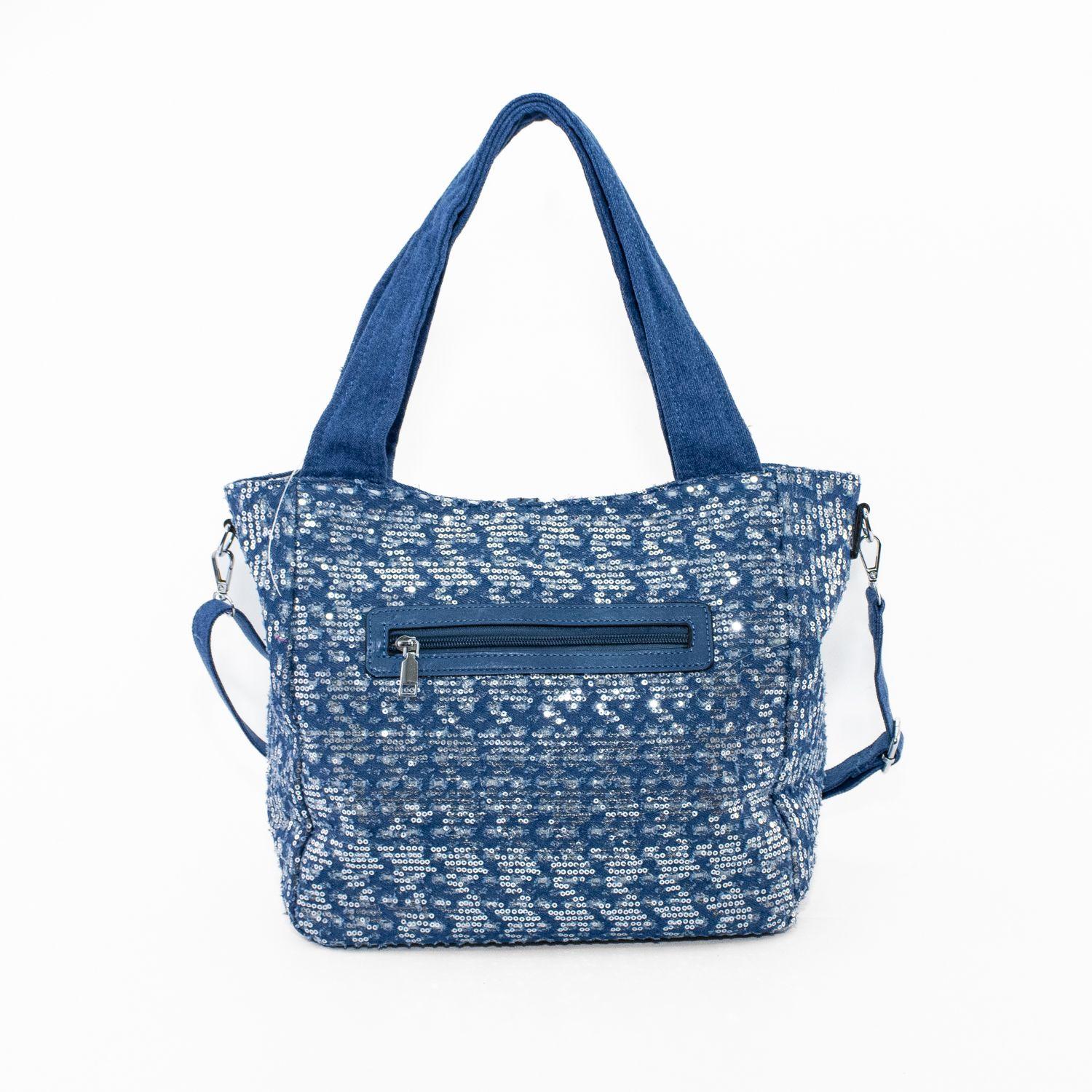 Cartera Jaspeada con 2 Manillas Azul Claro-2