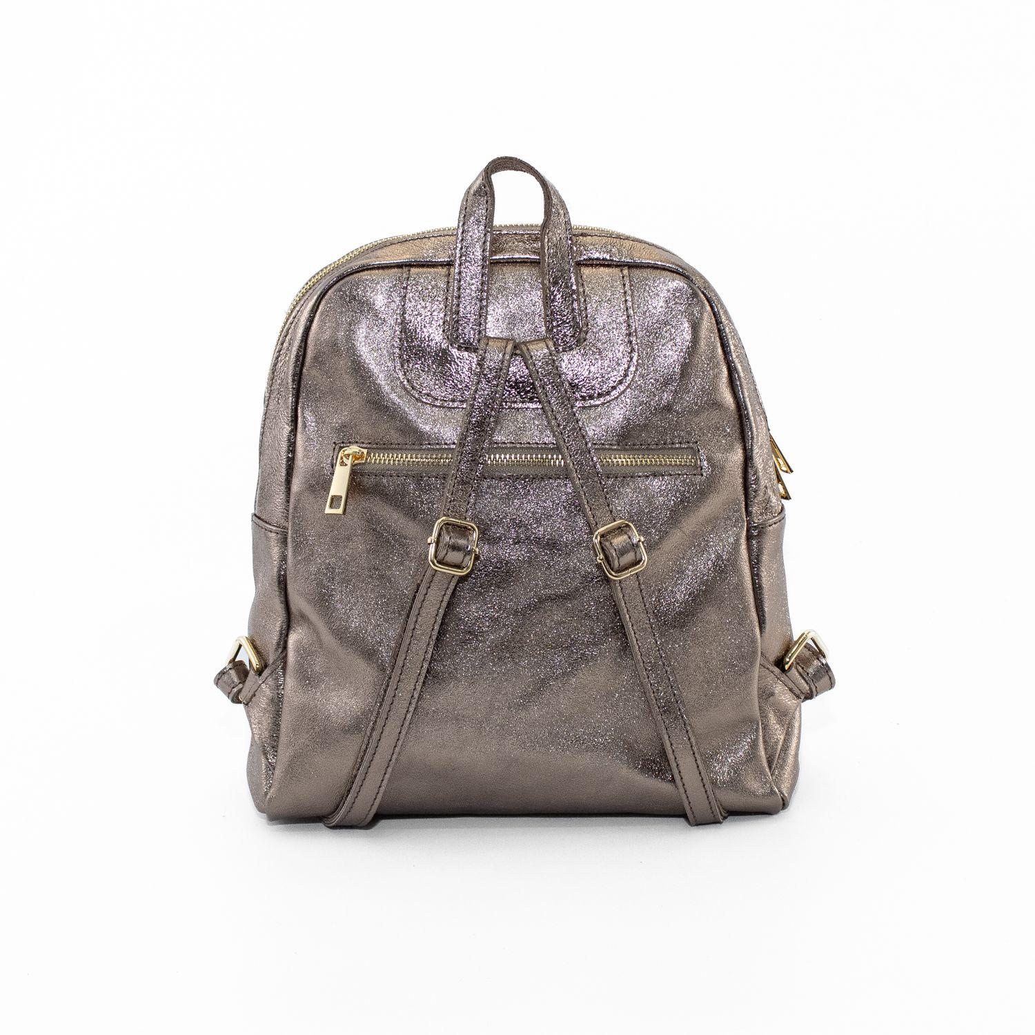 Mochila Cuero Metálica Bronce-2