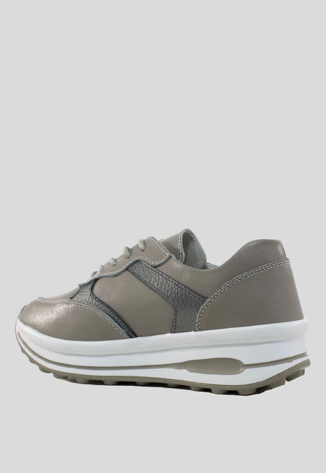 Zapatilla Cuero Aplicación Metalizada Gris-2