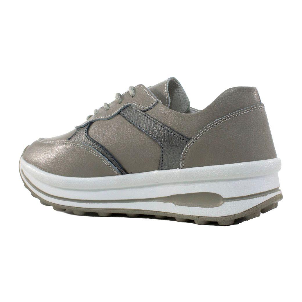 Zapatilla Cuero C/Aplicación Metalizada Gris-2