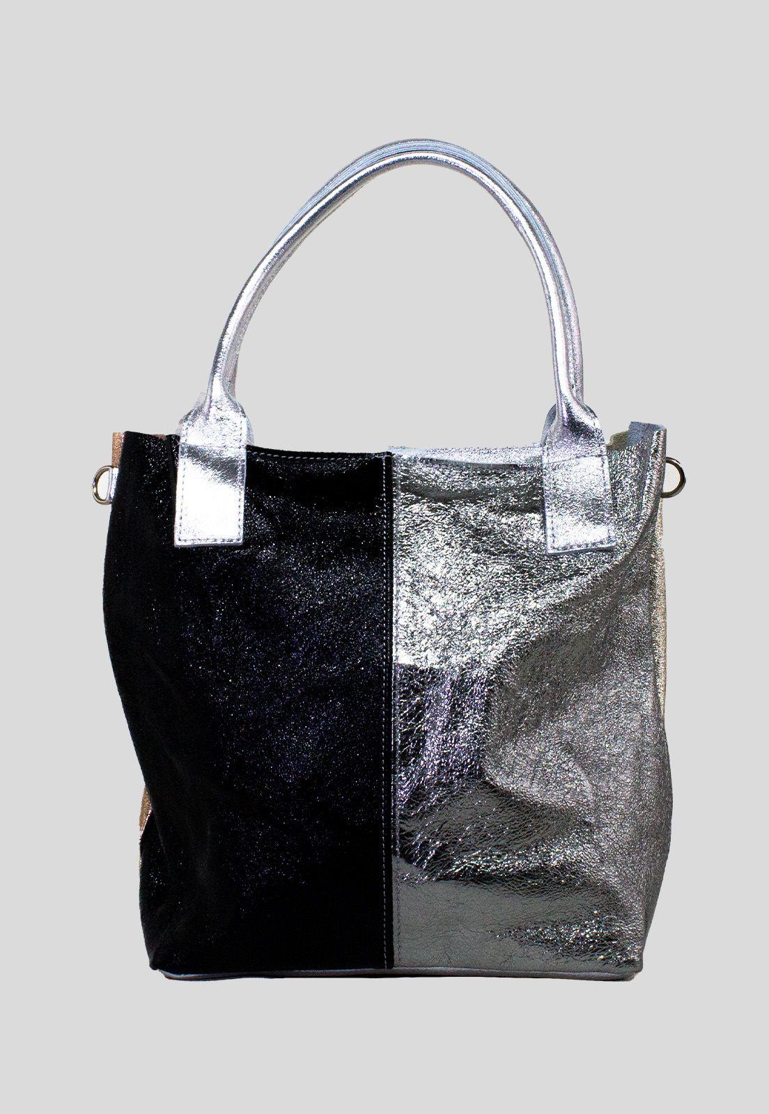 Cartera cuero 4 brillo Plata-0