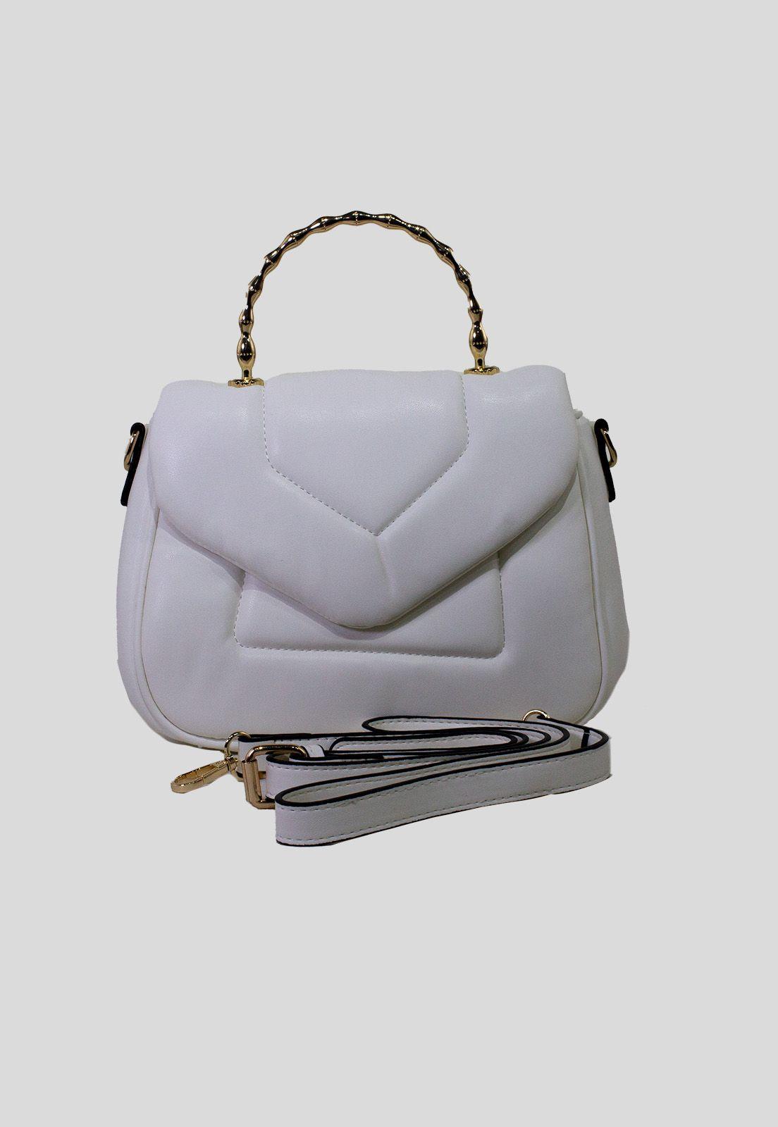 Cartera acolchada c/man. Metal Blanco-1