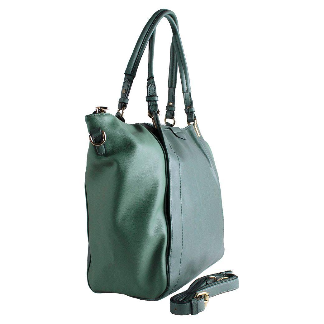 Cartera Trapecio Bimaterial Verde-1