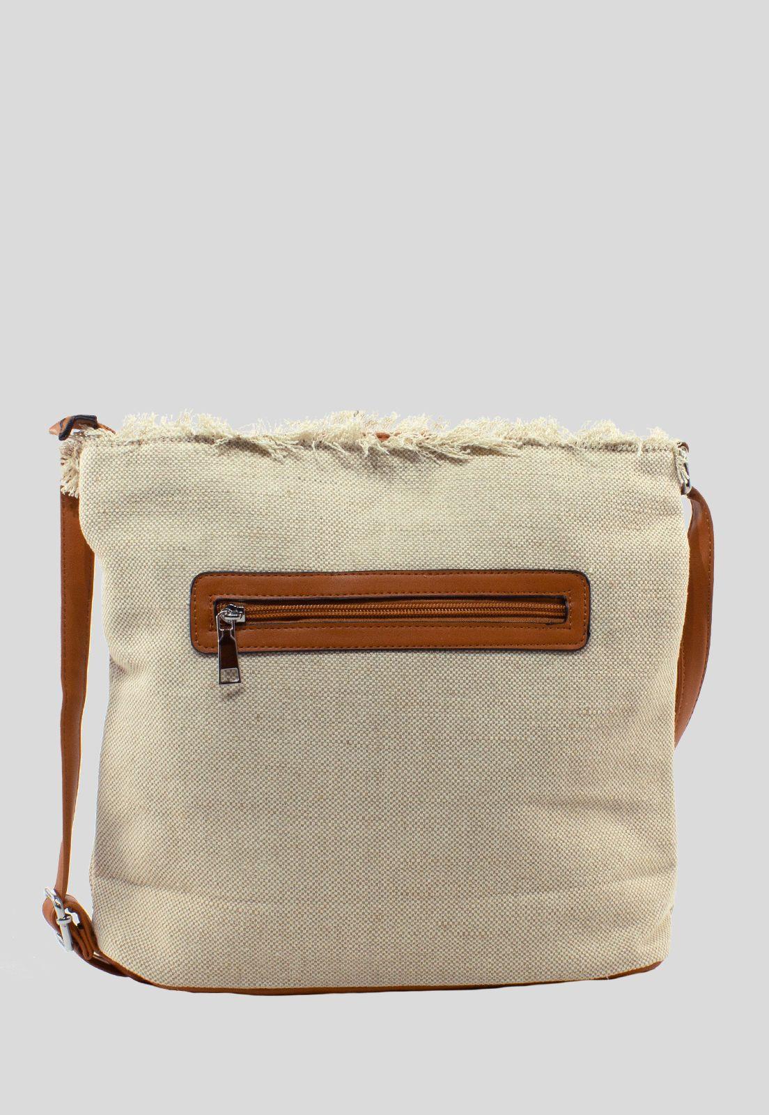 Bandolera Lona 2 Cierres Beige-2