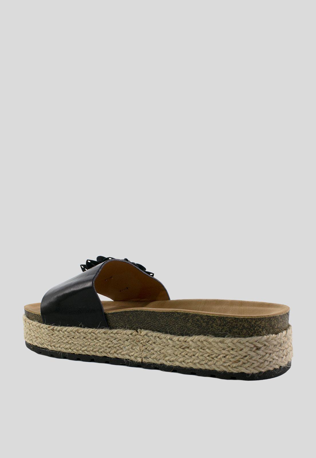 Sandalia Baja 1 Flor Negro-2