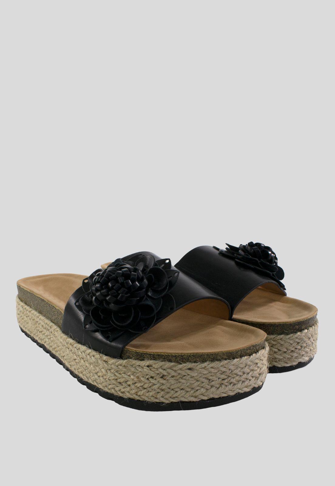 Sandalia Baja 1 Flor Negro-3