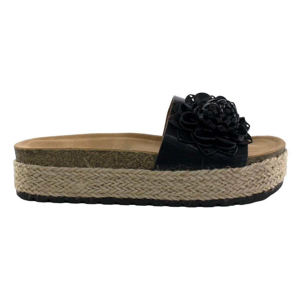 Sandalia Baja C/1 Flor Negro-1