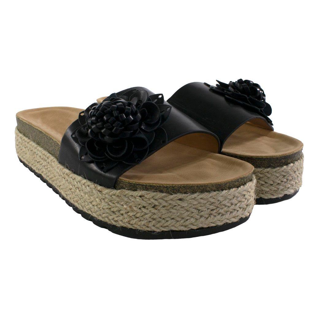 Sandalia Baja C/1 Flor Negro-3
