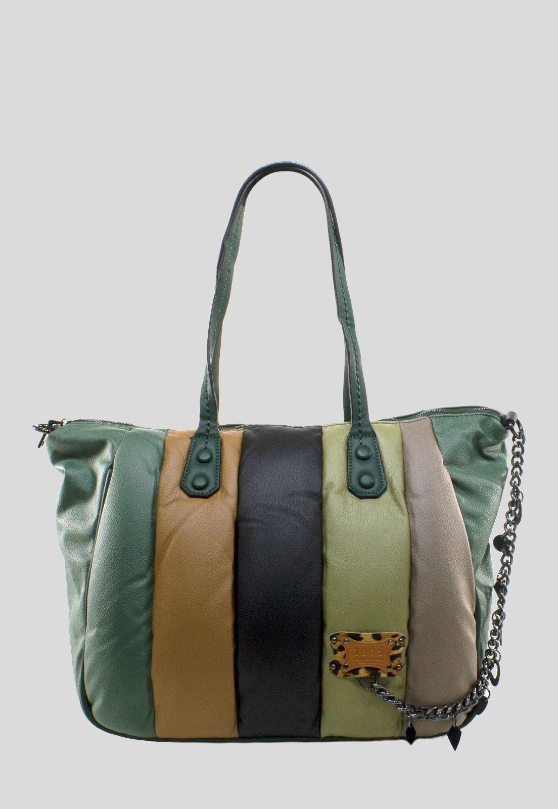 Cartera Grande Franjas Verde-0