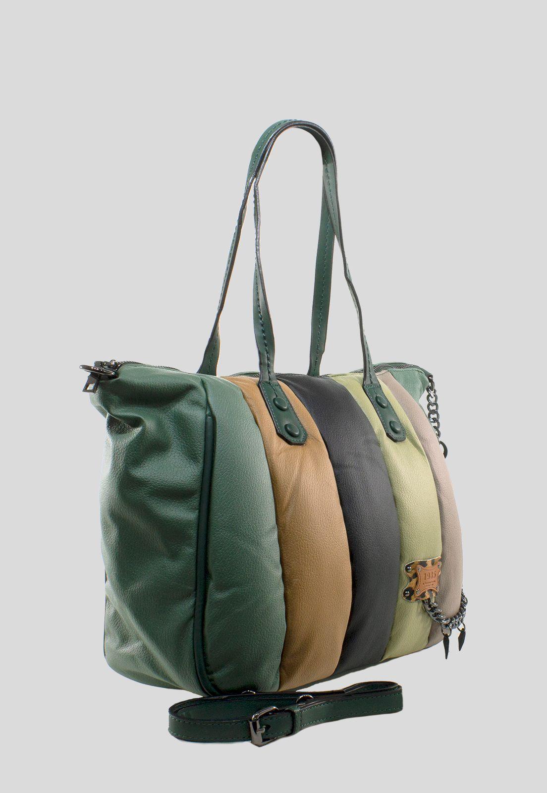 Cartera Grande Franjas Verde-1