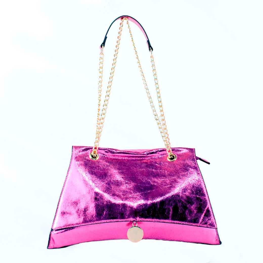 Cartera Ecocuero Metalizado 584 Mujer Fucsia Mailea-0