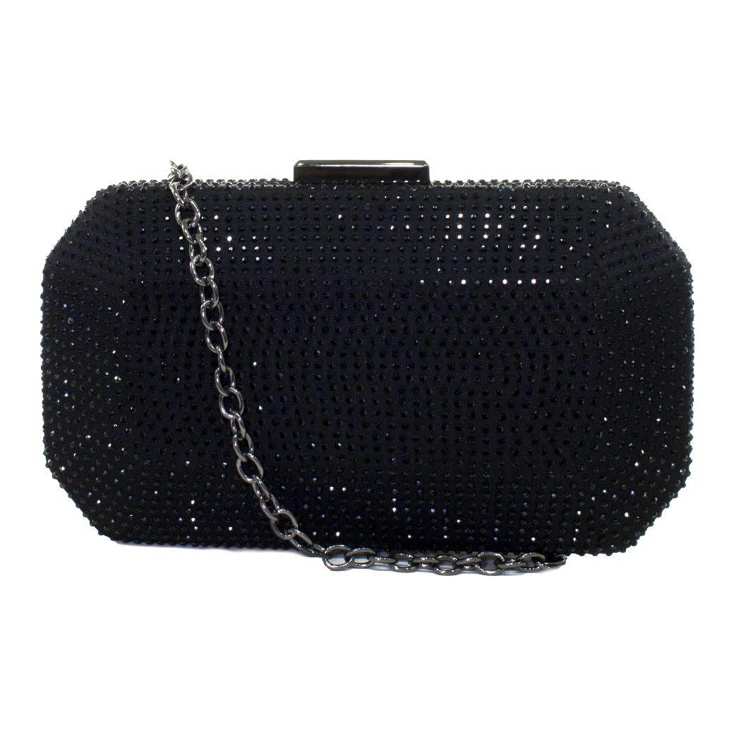 Cartera noche mediana rigida full strass Negro-0