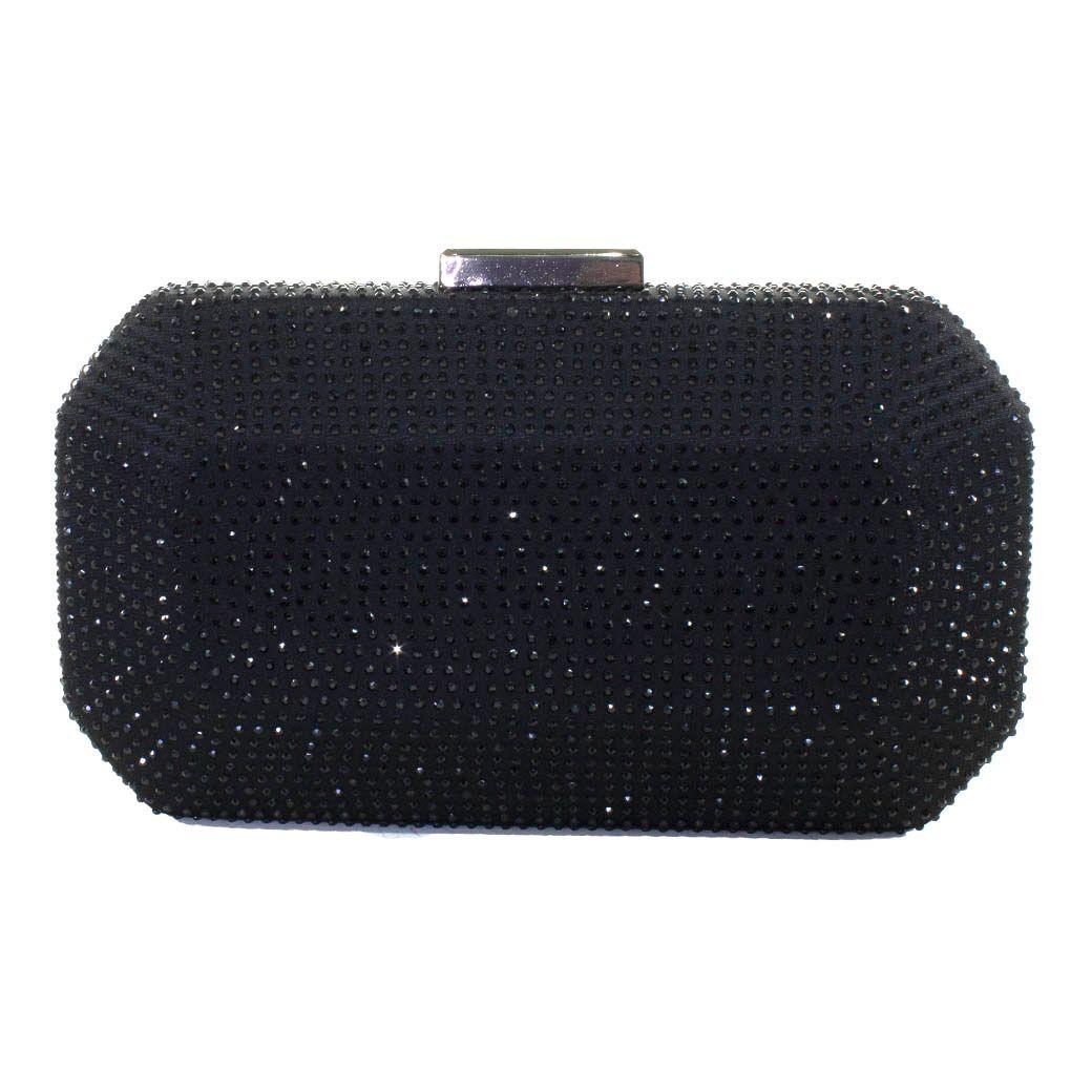 Cartera noche mediana rigida full strass Negro-2