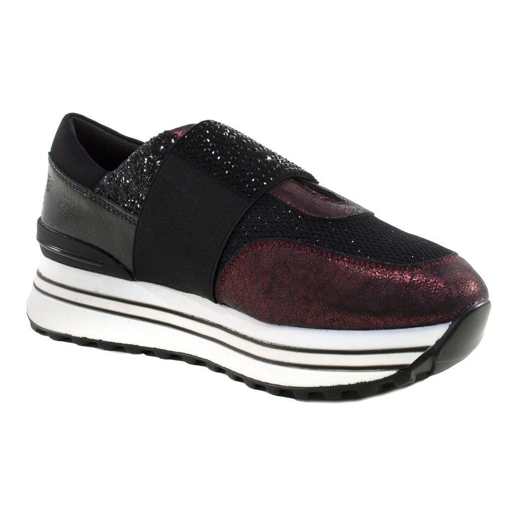 Zapatilla plataforma pasador strass Burdeo-0