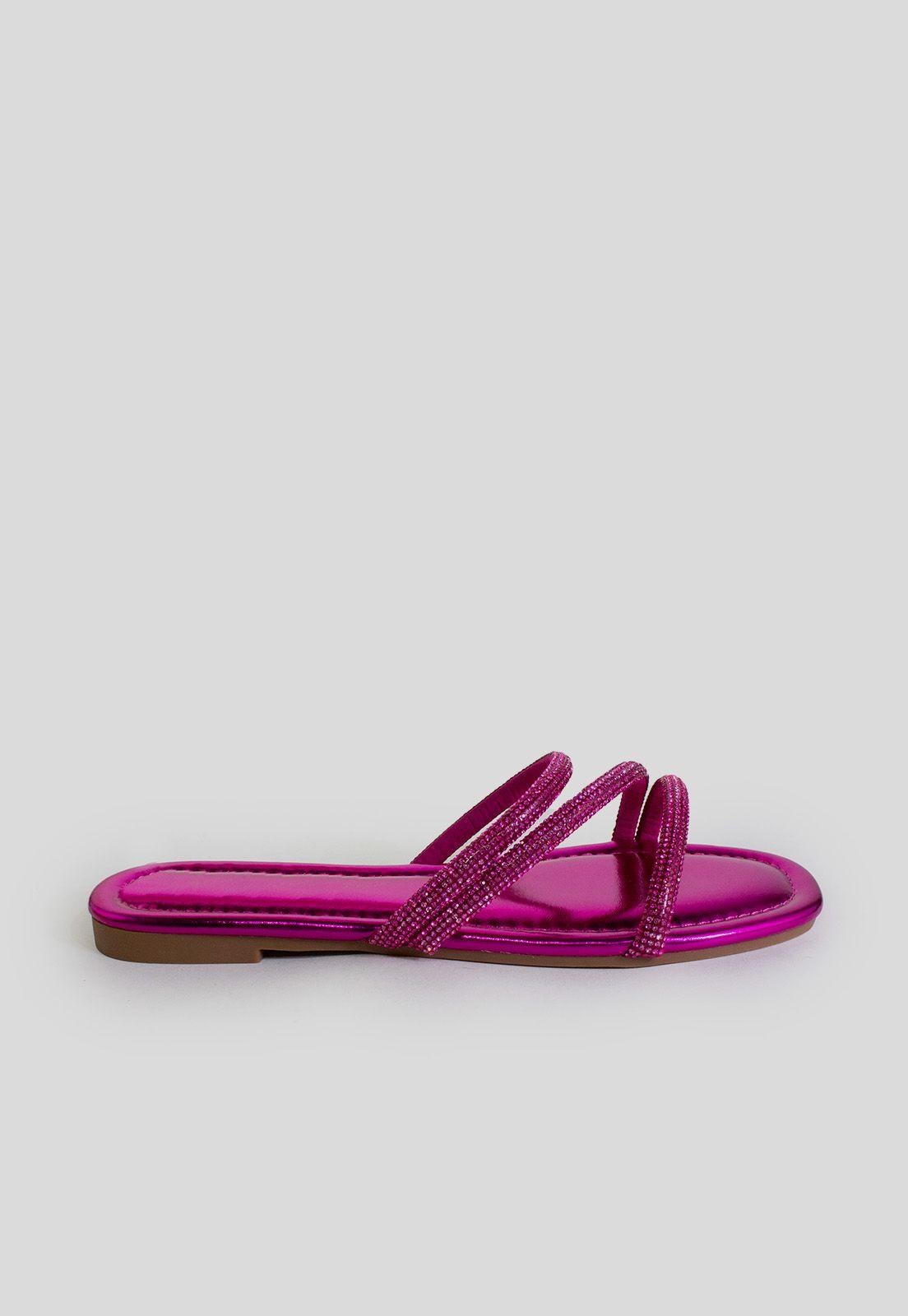 Sandalia baja 3 tiras strass Fucsia-0