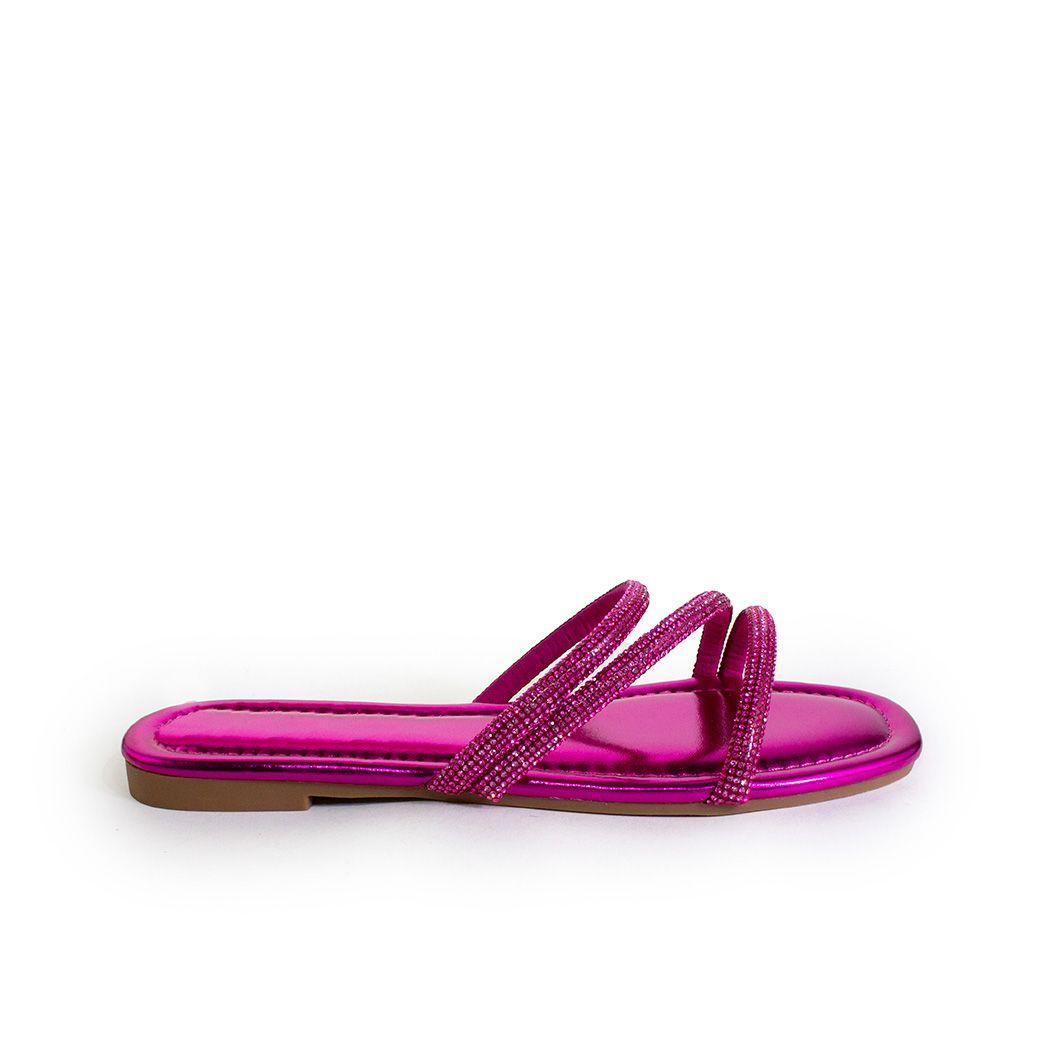 Sandalia baja 3 tiras strass Fucsia-0