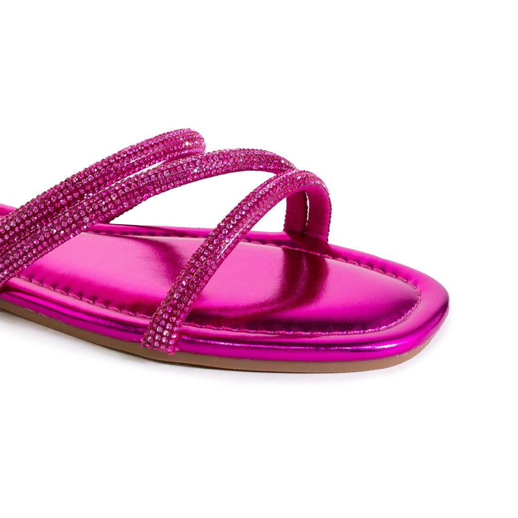 Sandalia baja 3 tiras strass Fucsia-2