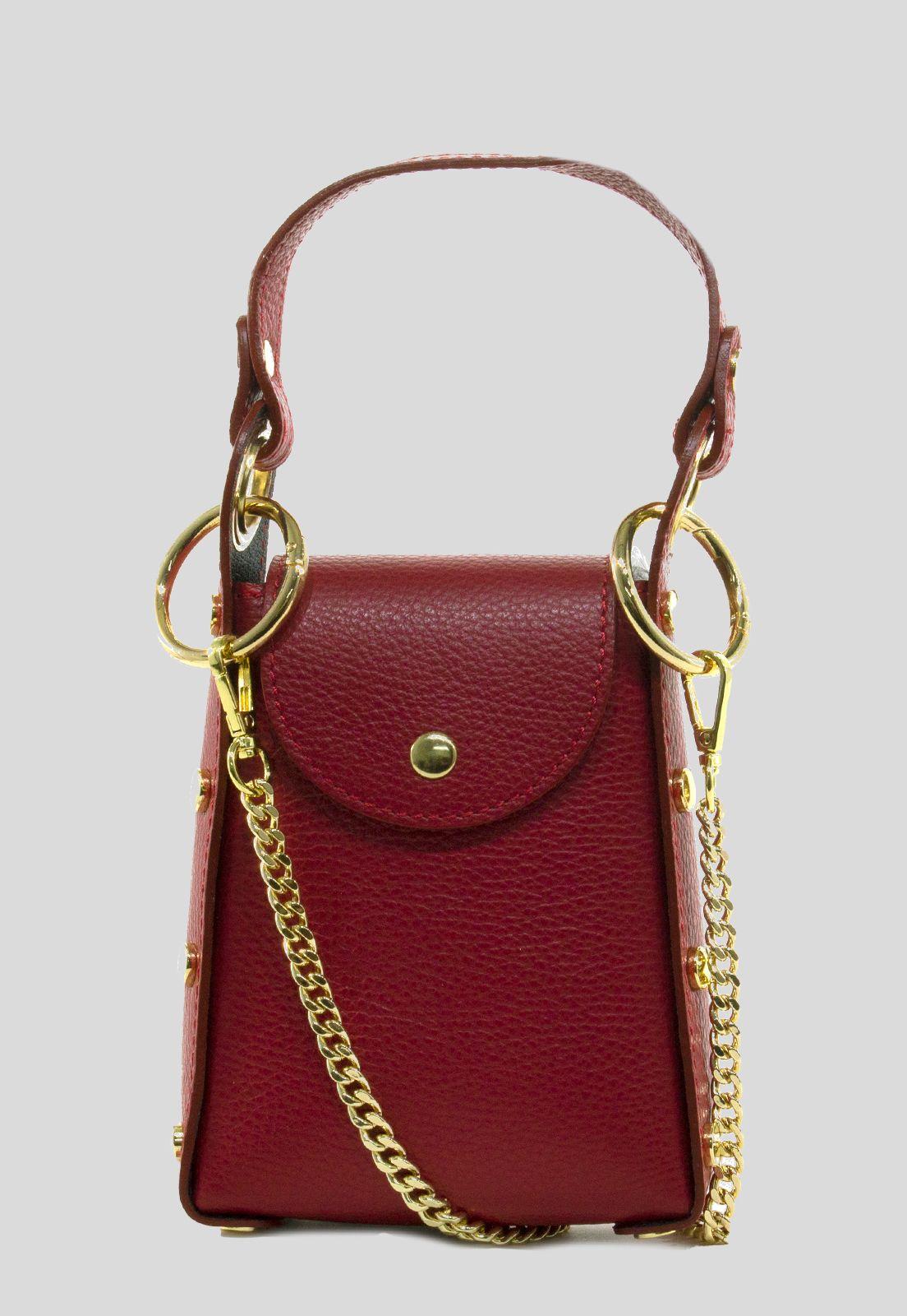 Portacelular cuero tachas planas Rojo-0