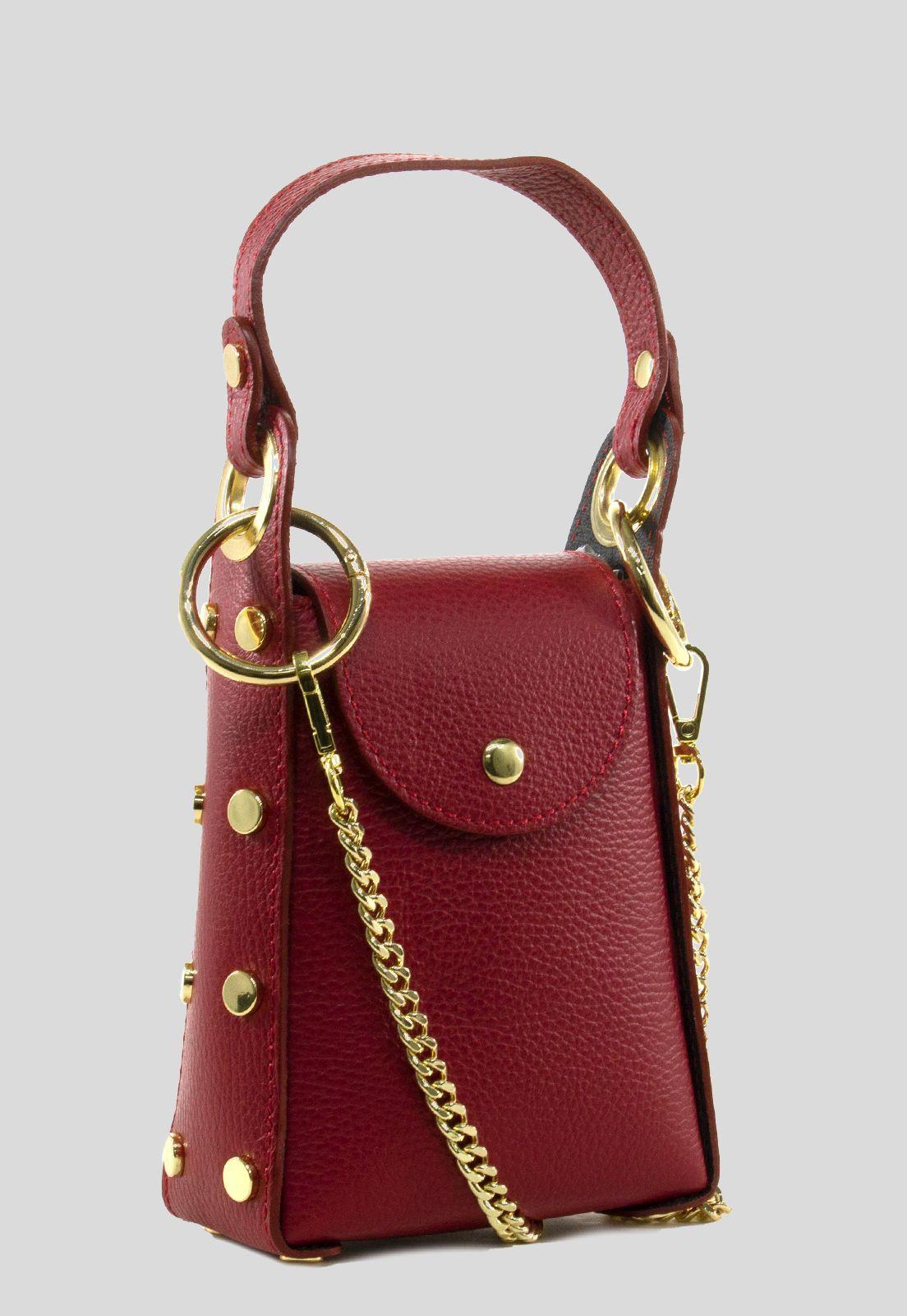 Portacelular cuero tachas planas Rojo-1